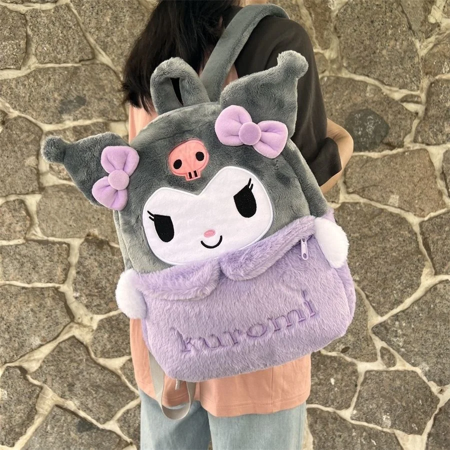 

2023 Sanrio Cinnamoroll Lolita Plush Shoulder Bag Cartoon Kuromi Melody Kawaii Cute Backpack Y2k Girl High Capacity Bag