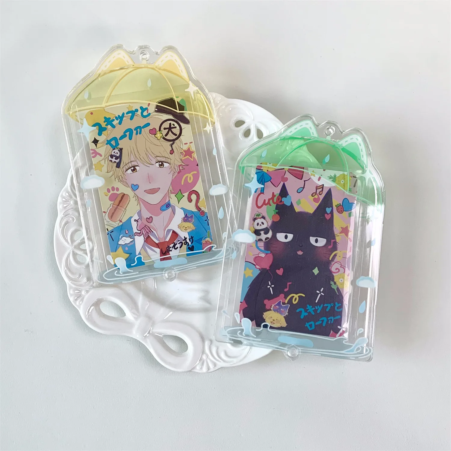 INS 우산 아크릴 포토카드 거치대 한국 인스 아이돌 사진 프레임, 귀여운 스위트 카드 디스플레이, 데스크탑 장식 카드 슬리브, 3 인치