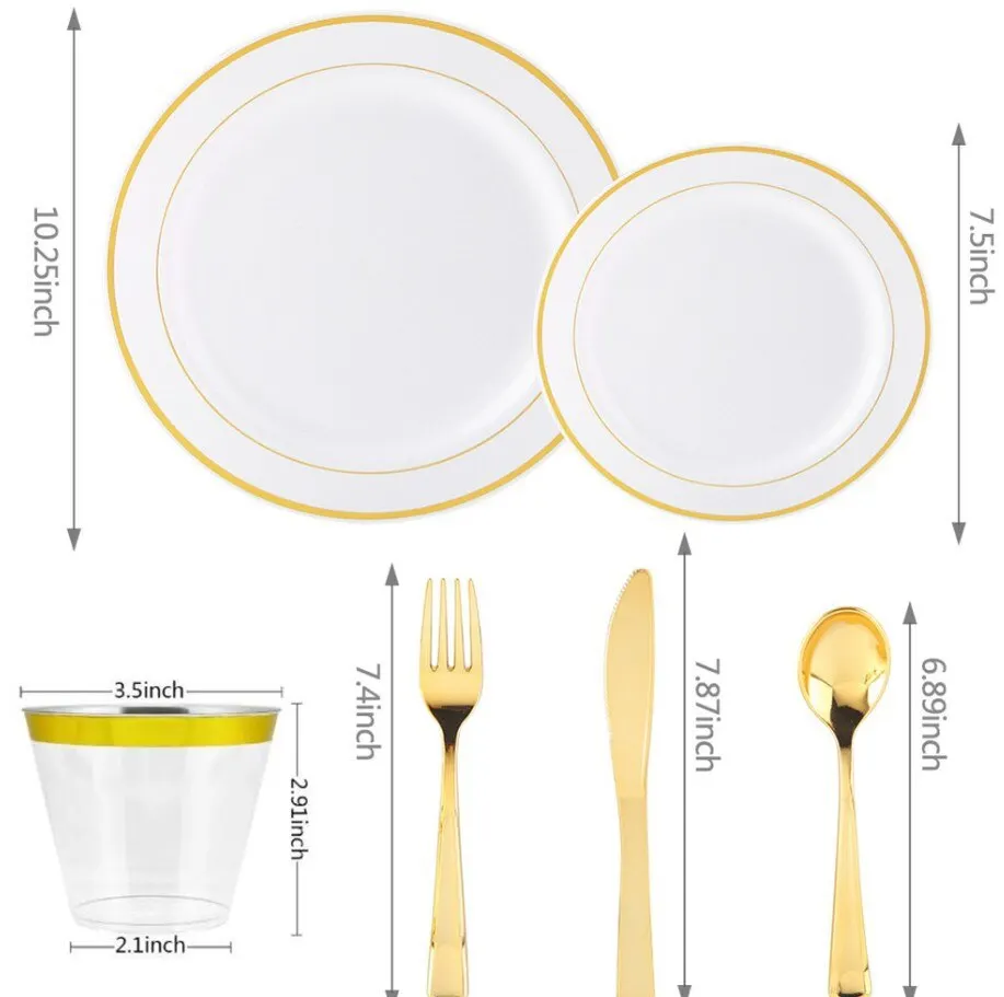 Gold Party Disposable Tableware Set Plastic Plate Cup Paper Kid Adult Birthday Wedding Bachelorette Party Decoration Baby Shower