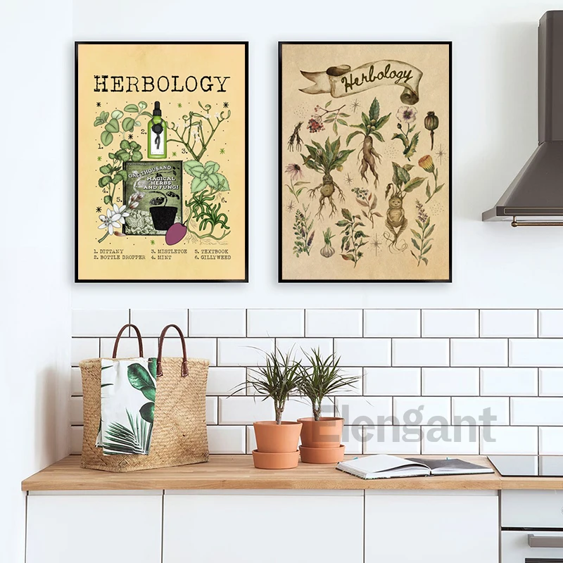 Herbologia Plantas Ilustração Cartaz, Impressão De Raiz De Mandrake, Pintura  De Lona, Decoração De Bruxa De