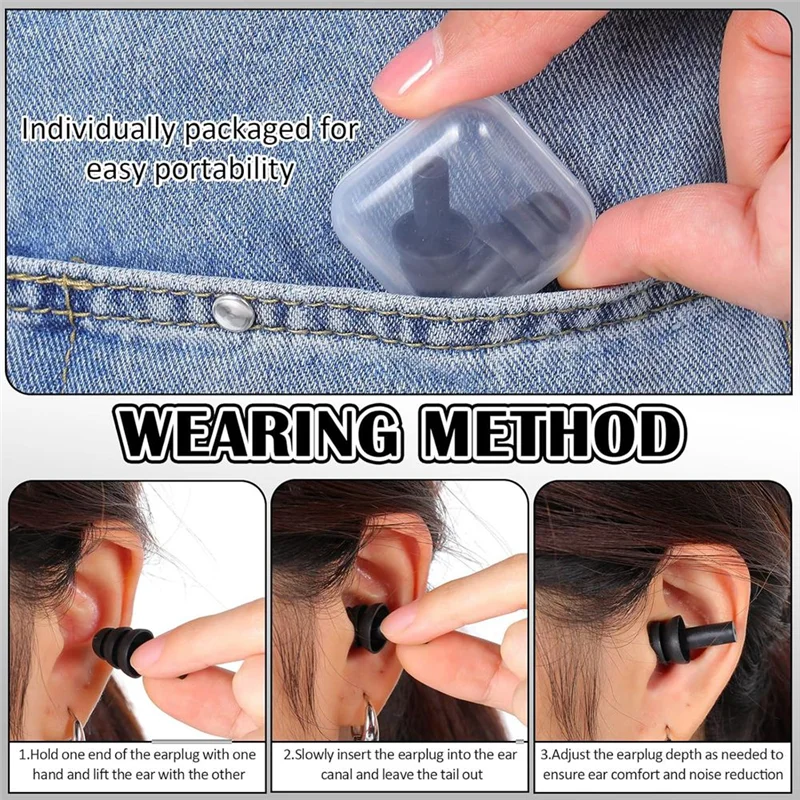 Lot de 100 Bouchons d'Oreille Silicone Réutilisables - Casque Antibruit