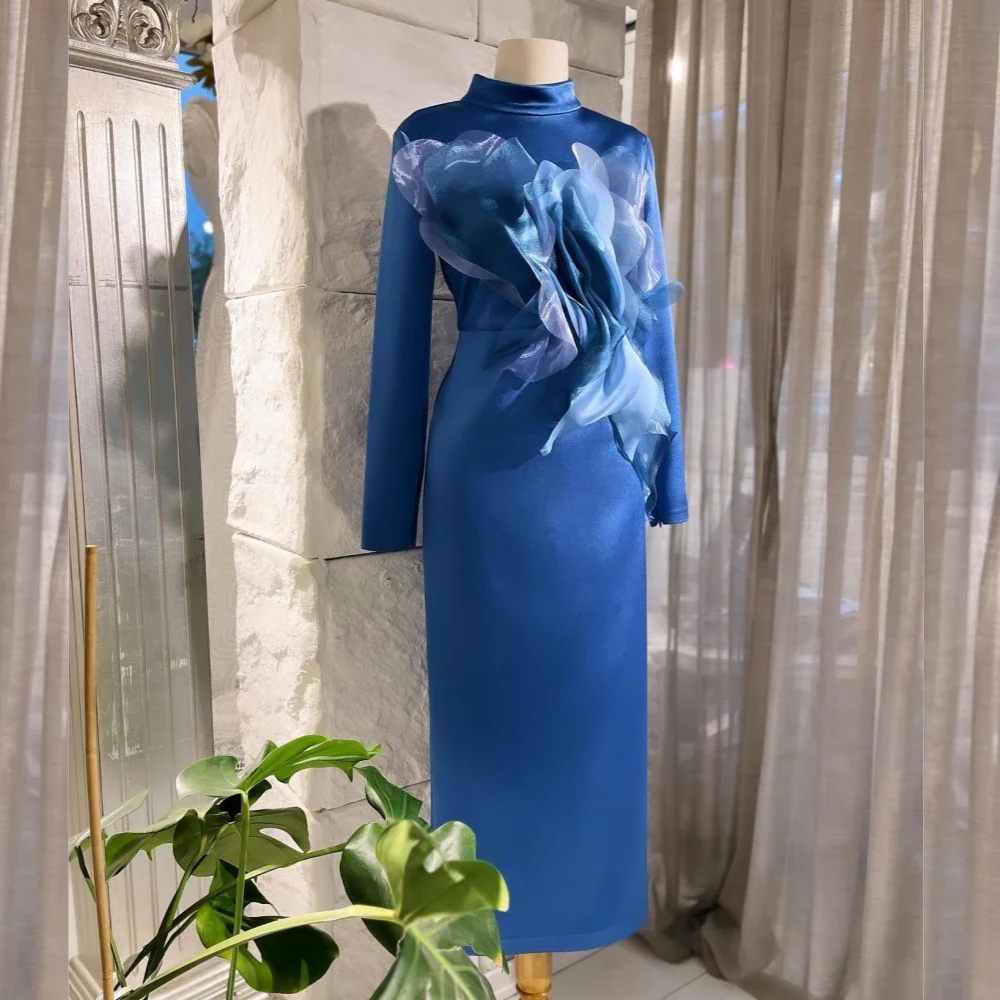 

Бальное платье, вечернее трикотажное платье из Саудовской Аравии, плиссированное коктейльное платье с рюшами, ТРАПЕЦИЕВИДНОЕ ПЛАТЬЕ с высоким воротником, платья средней длины на заказ