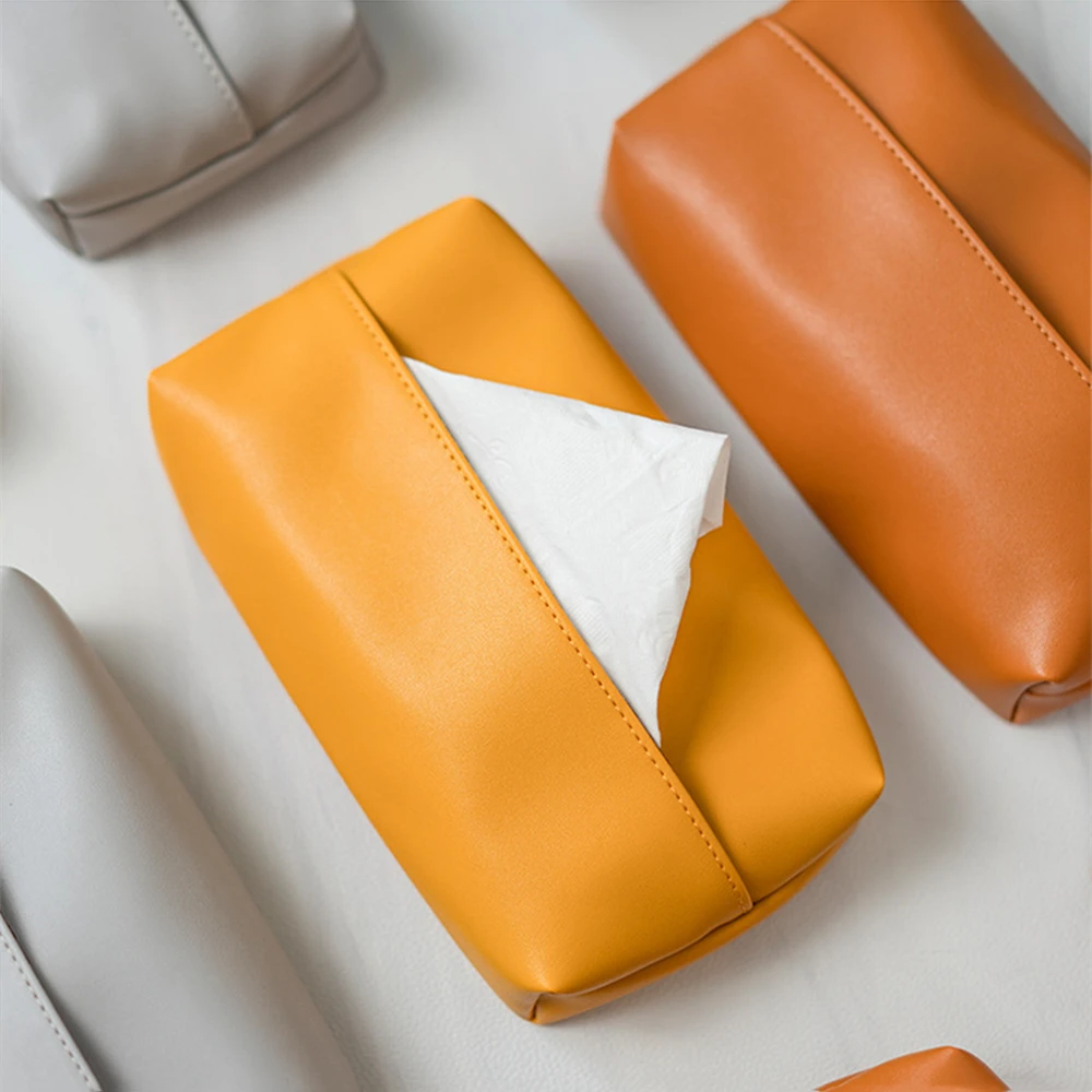 Leather Tissue Box Holder Light Luxury Home Living Room Bathroom Kitchen Desktop Tissue Case Storage Creative Car Napkin Holder 5