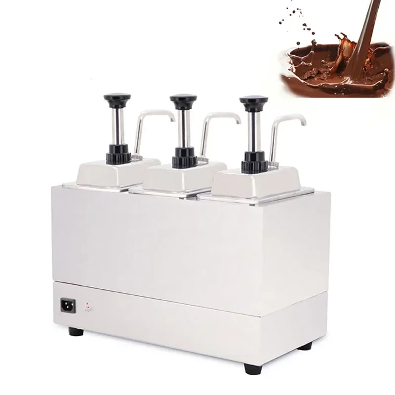 Sauce Warmer Chocolate Warming Machine Stainless Steel Electric Soy Jam Heater Filling Machine 3 Bottles 220V 6