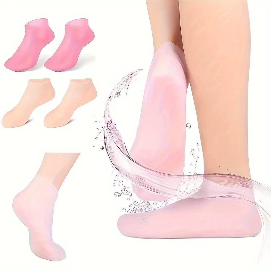 Silicone Gel Moisturizing Socks for Dry, Cracked Feet - Softening & Healing Foot Care, Waterproof Protective Covers 2