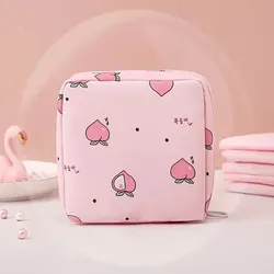 Portable Waterproof Sanitary Napkin and Tampon Organizer with Cartoon Design (Pink Peach)