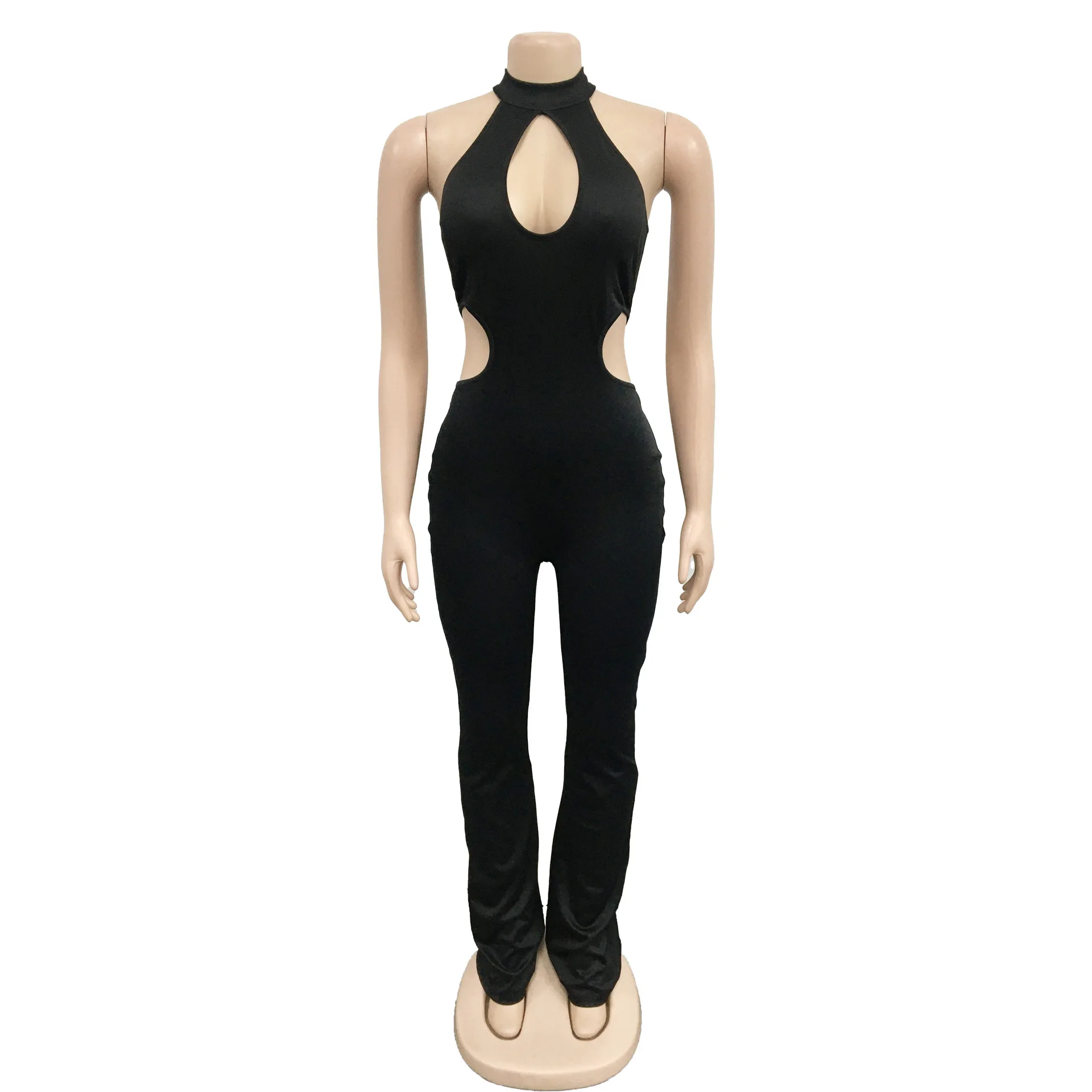 Sexy Hollow Out Cut Out Bodycon Jumpsuit Summer Sleeveless Side Cut Pencil Pants One Piece Elegant Luxury Romper Party Playsuits
