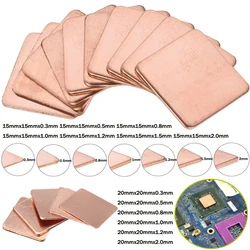 Copper Heat Dissipation Sheets - Set of 5, 0.3mm-2mm Thickness - 15x15x2.0mm
