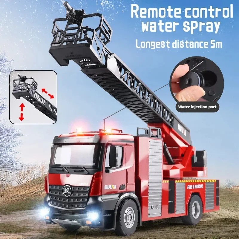 22-Channel Large-Scale Engineering Vehicle 1:14 Full-Scale Remote Control Toy Car Simulation Fire Truck Can Spray Water Toys. 2