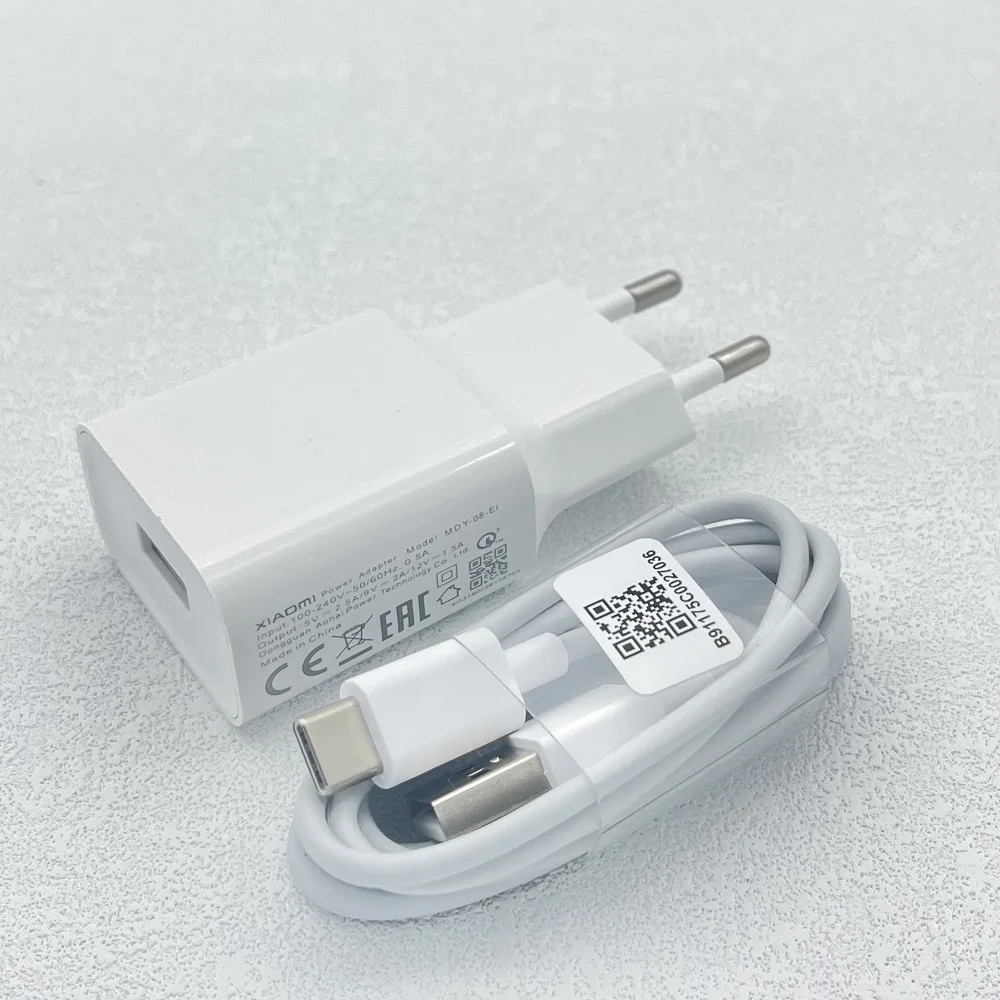 5v 3a usb c Xiaomi MDY-08-EI Mi 6 Quick Charger USB EU Plug 18W Adapter Type C Cable For Mi Note 10 Lite Redmi 10X 10 Ultra Note 9 9s 9A usb c 65w Chargers