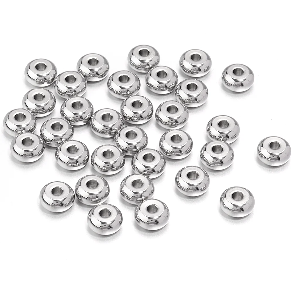 20/50 stücke Flache Runde Edelstahl Perlen Gold Stahl Farbe Rad Lose Spacer Perlen Für Schmuck Machen DIY Halskette zubehör – Detail 35