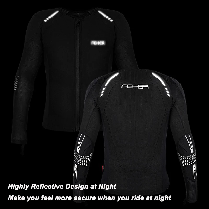 FEHER 오토바이 재킷 아머 여름 남녀공용, 메쉬 디자인, 통기성, 경량, 탈부착 가능한 보호대 포함