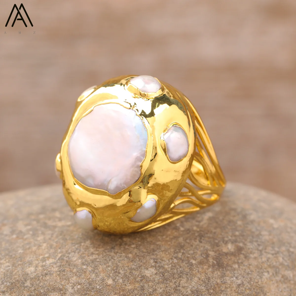 Teardrop Amazonite Ring For Women Bohemia Turquoise Lapis Stone