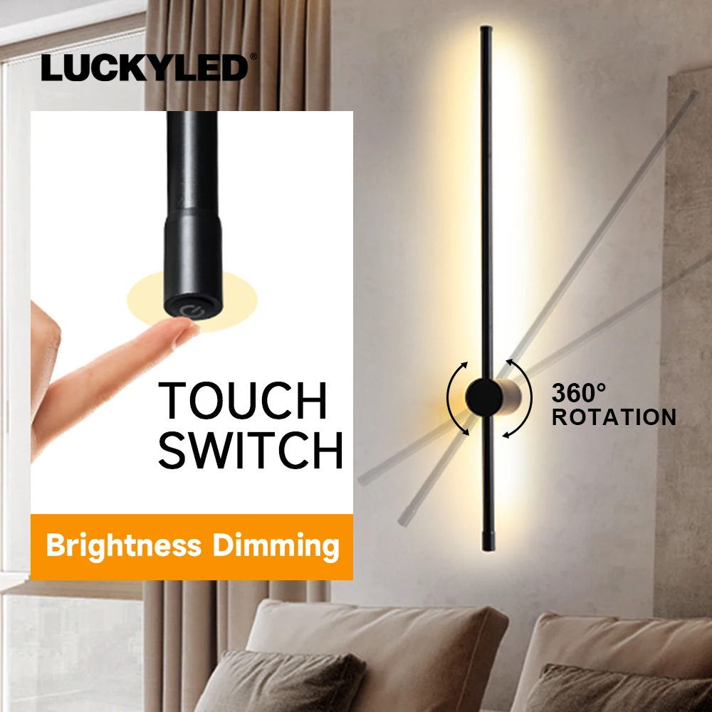 LUCKYLED Modern Led Wall Light AC85-290V Long Wall Lamp Sconce 100cm 120cm Interior Wall Light Bedside Bedroom Light Black White