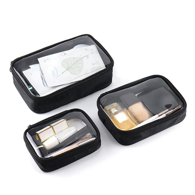 Waterproof Transparent Cosmetic Bag Women Make Up Case Travel Zipper Clear Makeup Beauty Wash Organizer Bath Toiletry Bags Kit 2