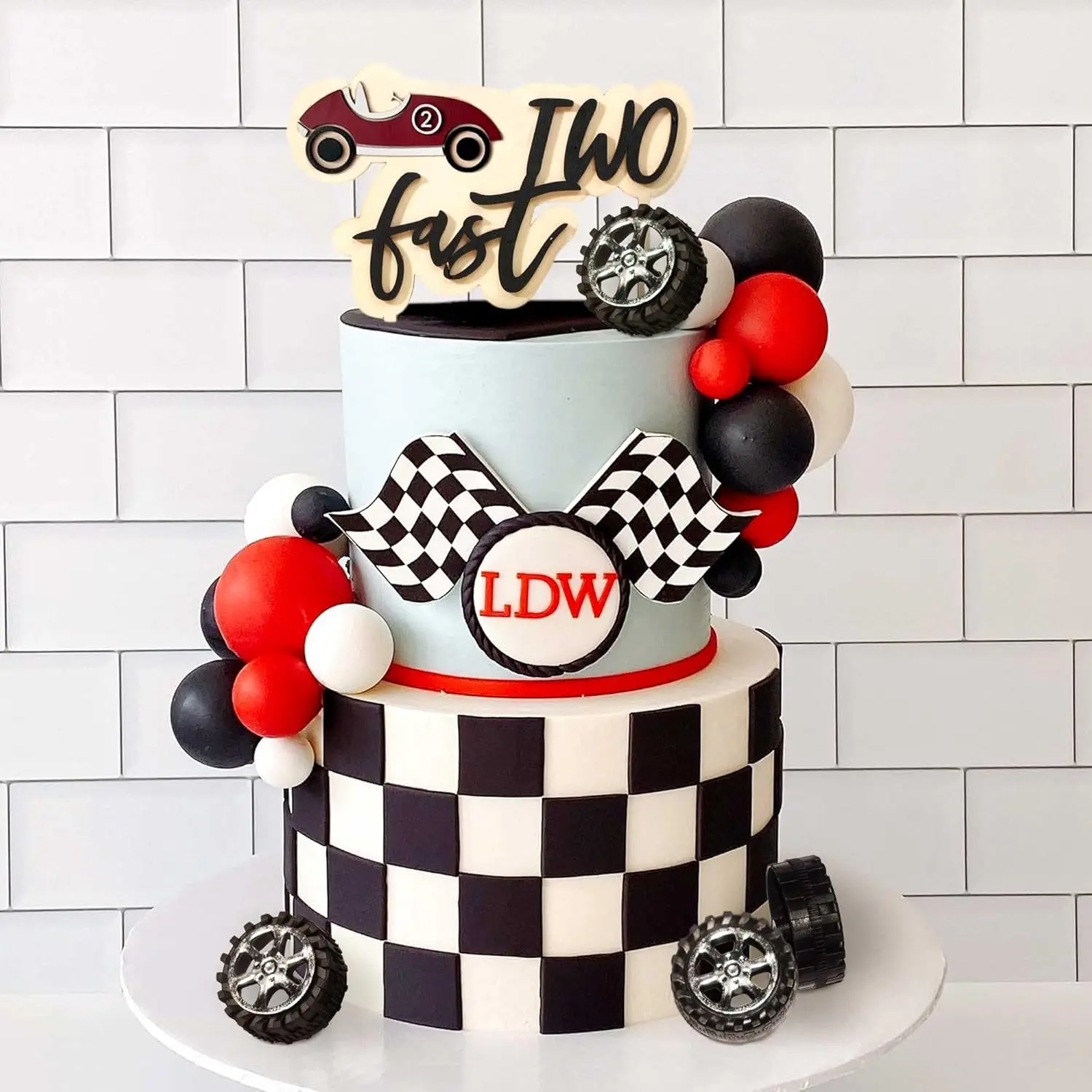 24 Toppers Gâteau Voiture De Course – Décoration Anniversaire Enfant, Drapeaux, En Bambou/carton, Thème Cars - 6