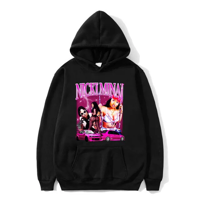 

Limited Nicki Minaj Print Graphic Hoodie Regular Men Women Hip Hop Rock Style Sportswear Male Vintage Fashion Oversized Hoodies