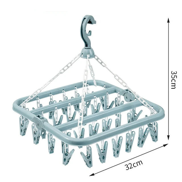 32 Clips Pieghevole Asciugatrice Appendiabiti Bambini Adulti Asciugatrice Antivento Calzini Biancheria Intima Plastica Asciugatrice Appendiabiti_voghion.com