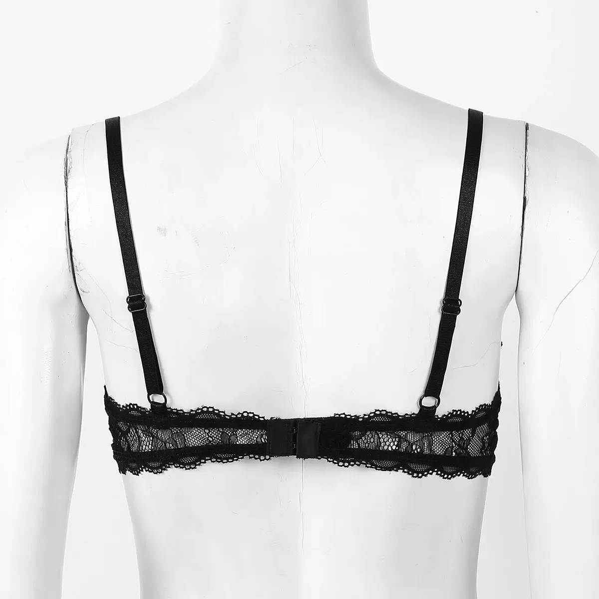 Erotic lingerie Women strapless bras Womens See Through Sheer Lace Lingerie Bare Open Breast Bra 1/4 Cups Push Up Underwire Tops