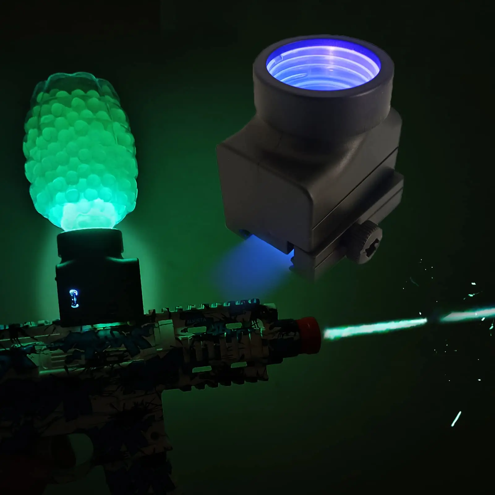 Glow In The Dark Uv Led Feedneck Per Illuminare La Pistola A Sfera In Gel Munizioni Splatter Ball Blaster Night Outdoor Game Light Up Ammo Holder