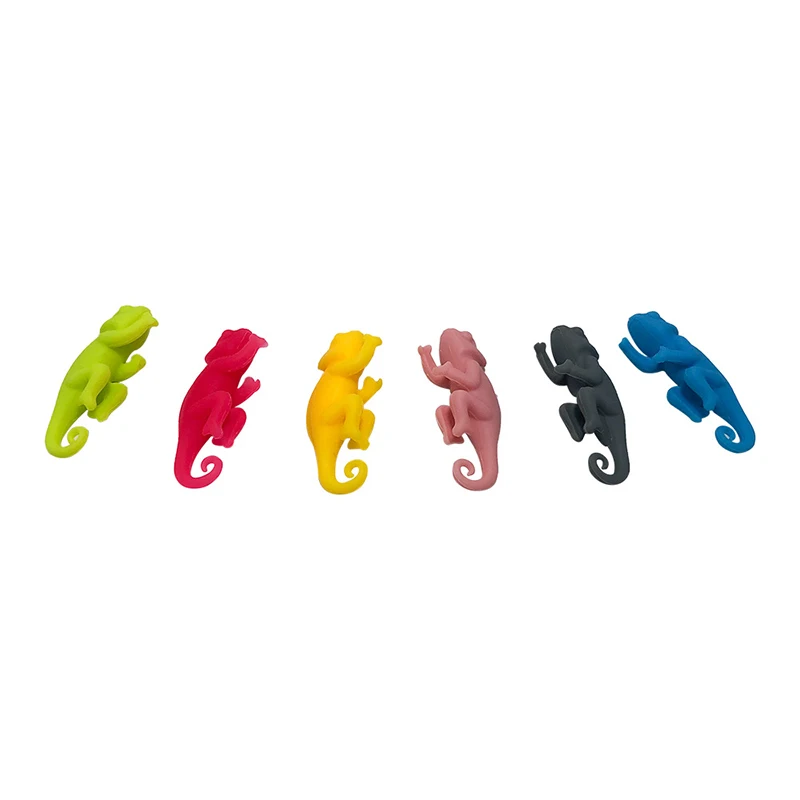 6Pcs/Set Chameleon Shape Wine Glass Markers Drinking Cup Identifier Sign Mark Food Grade Silicone Party Supplies