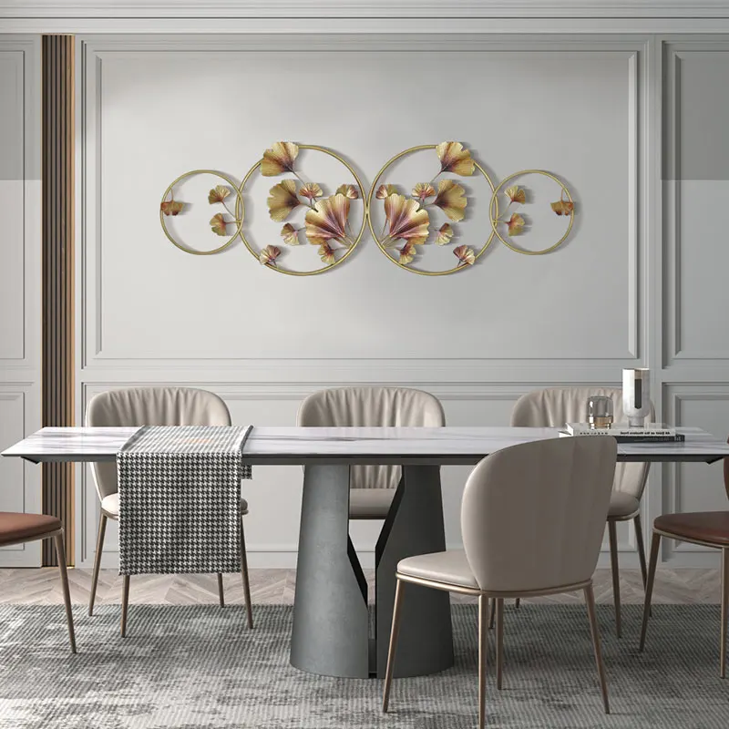 

Nordic New Style Iron Wall Decorations Luxury Modern Ginkgo Leaf Wall Pendant Living Room Background Iron Wall Ornament Gift
