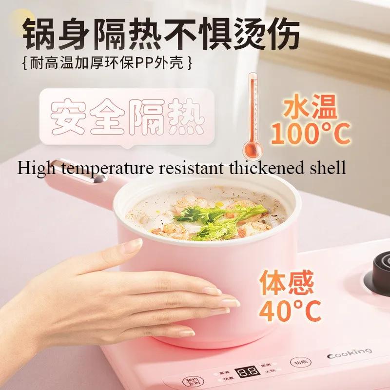 600w Pink /White Children Kitchen Double Furnace Electric Cooker Antibacterial Ceramic Pot Anti-dry Food grade One Set 3