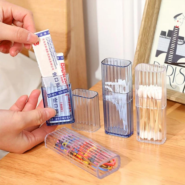 Storage Box Portable Transparent Travel Toothpick Cotton Swab Box