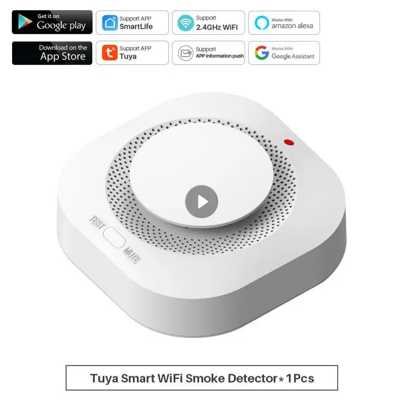 

Tuya Zigbee Wifi Smoke Detector Sensor 80DB Alarm Fire Smart Smoke Detector Wifi Fire Protection Home Security Alarm Smart Life