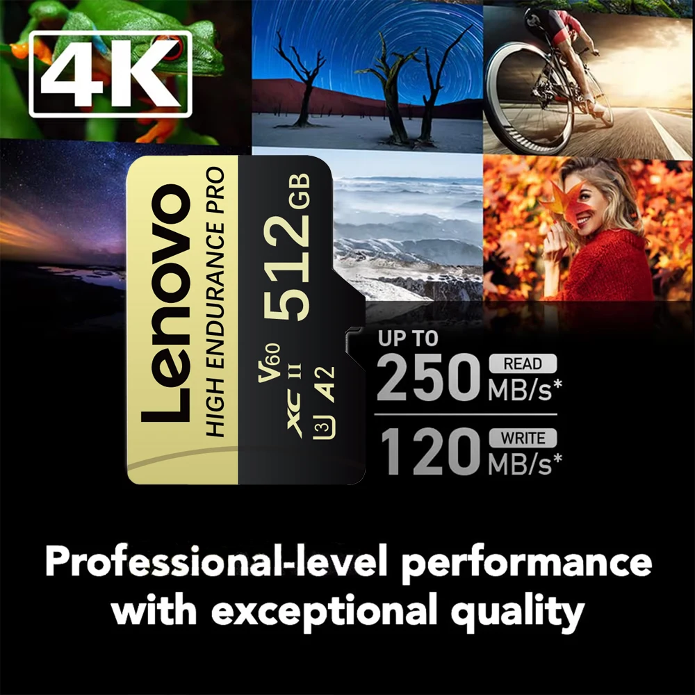 Lenovo Memory Card 128GB 2TB 1TB 512GB 256GB Micro TF SD Card V60 High Speed Camera memory card Phone Camera