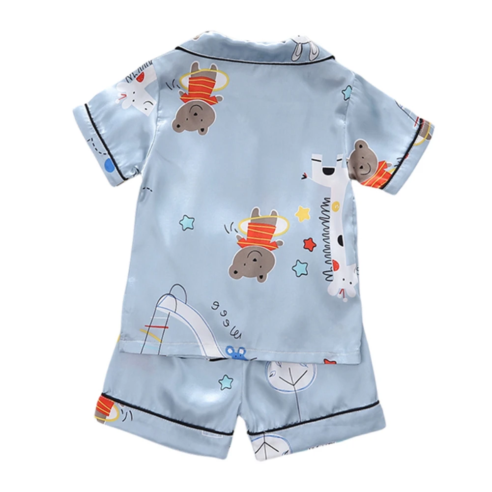 2 pcs Home Children's set Cute Cartoon Sleepwear 1-6 years Kids Boys Girls Short-sleeved Shorts Pajamas