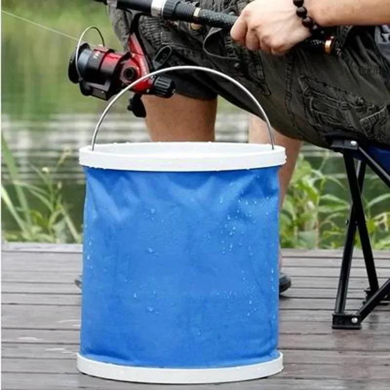 11L folding portable car wash bucket waterproof oxford buckets outdoor washing cleaing fishing camping auto accessories blue
