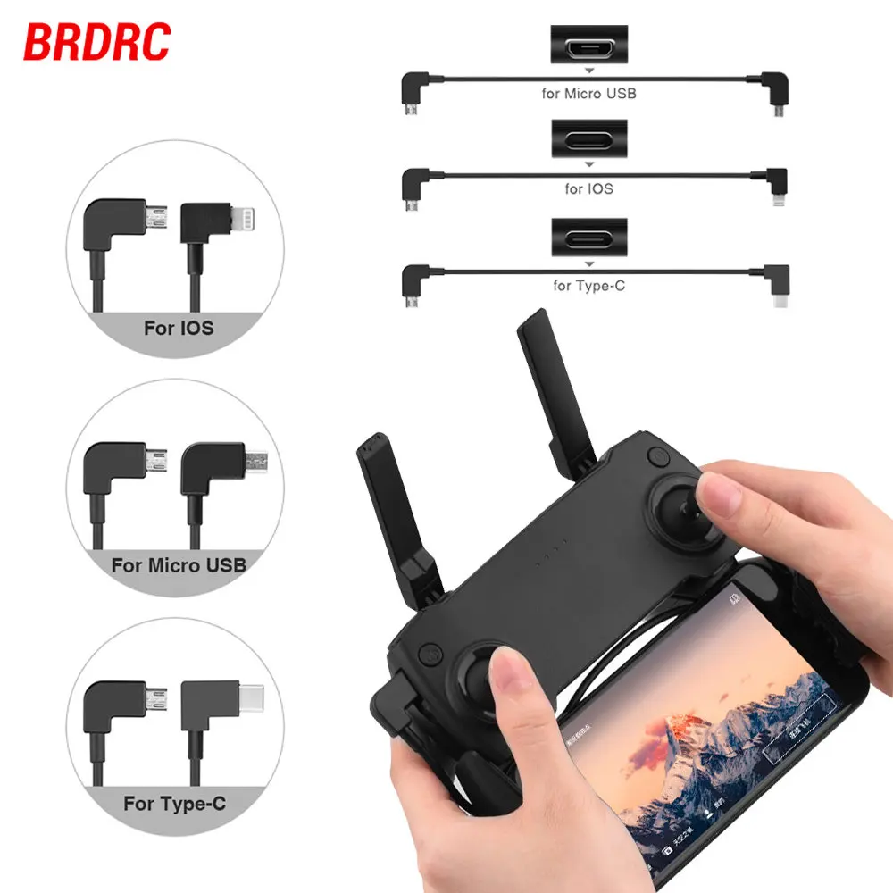 Cavo Brdrc Per Dji Mavic Pro Spark Air Mavic 2 Zoom Pro Mini Se Micro Usb Transport To Ios Type-C Adapter Line Phone Controller