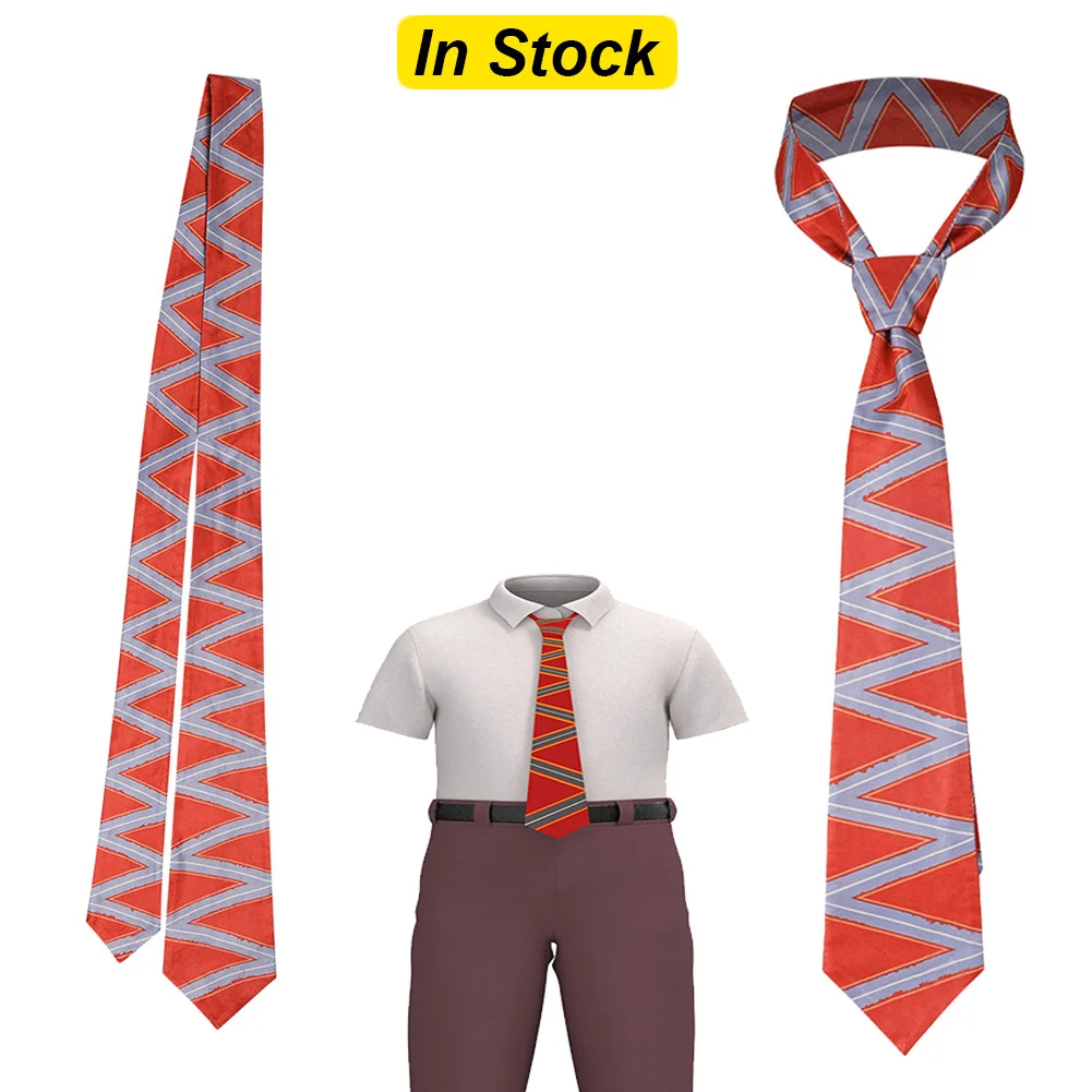 Anger Cosplay Red Printed Neck Tie Movie Inside Cosplay 2 Out Roleplay Neckties Cravat Costume Accessories Men Halloween Props