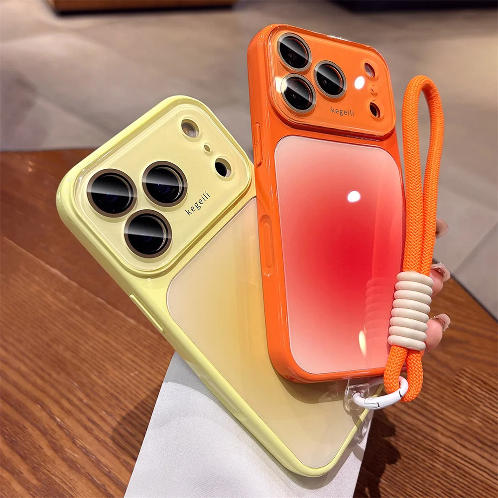 Elegant Gradient Glossy Phone Case with Full Camera Protection and Shockproof Design