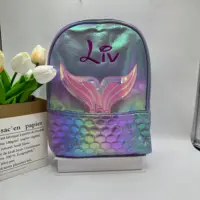 New Mermaid PU Backpack Custom Student School Bag Large Capacity Girl's  Backpack Personalized Name Birthday Gift Bags 1