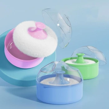 Piumino per Cipria per Neonati, Contenitore Vuoto per Cipria in Polvere, Piumino Cosmetico per Neonati con Custodia, Grande Piumino per Cipria