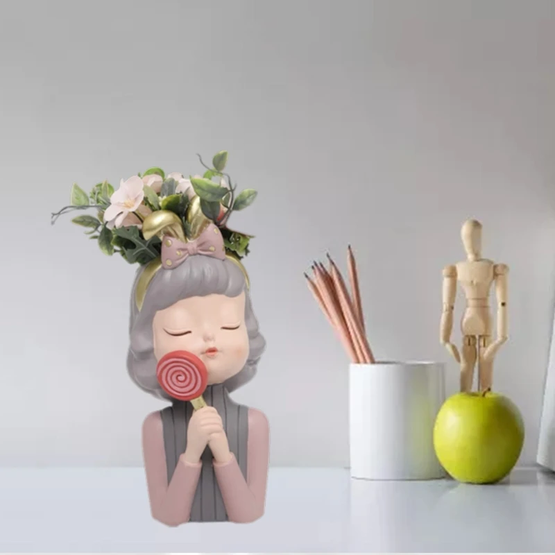 MXME DIY Silicone Girl Flower Pot Storage Box Mold for Succulent Plants Decor