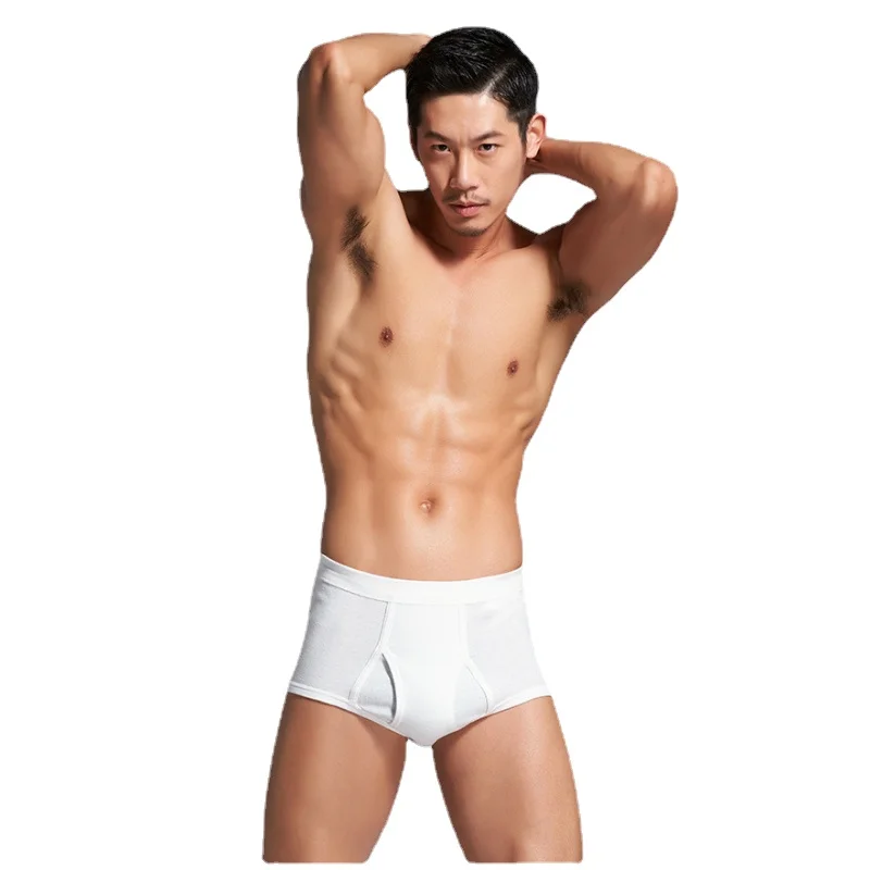 Men's High Waist Underwear Briefs Solid Color White, Black, Grey,Cotton Breathable Comfortable Ribbed Panties High Rise Stretch