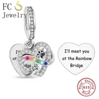 FC Jewelry Fit Original Charm Bracelet 925 Sterling Silver I Will Meet You At The Rainbow Bridge Bead For Making Women Berloque 2