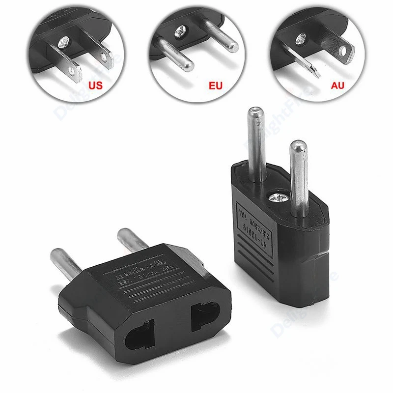 1pc Black European Euro EU Plug Adapter 2 Pin US American China To Europe EU Travel Power Adapter Plug Outlet Converter Socket