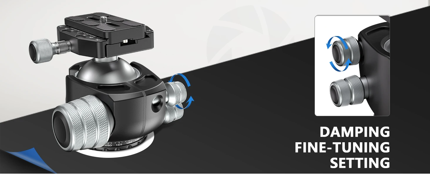 CH55 55mm Heavy Duty Ball Head 40kg Load Aluminum 360° Panoramic with Arca Swiss
