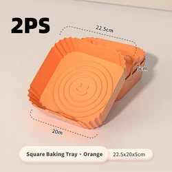 2 - Piece Square Silicone Air Fryer Liners - 8 - Inch Reusable Non - Stick Cooking Mats (2PSbrown)