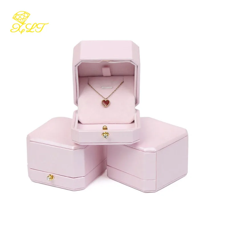 7.5*7.5*5cm European Style Octagonal Brushed PU Leather Jewelry Box Ring Box Pendant Box Jewelry Organizer Packaging Trinket Box