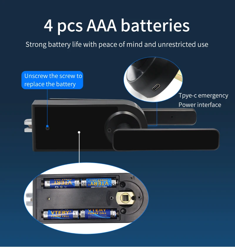 Glass Door Smart Handle Lock Single Open PartitionWith Fingerprint Key Password