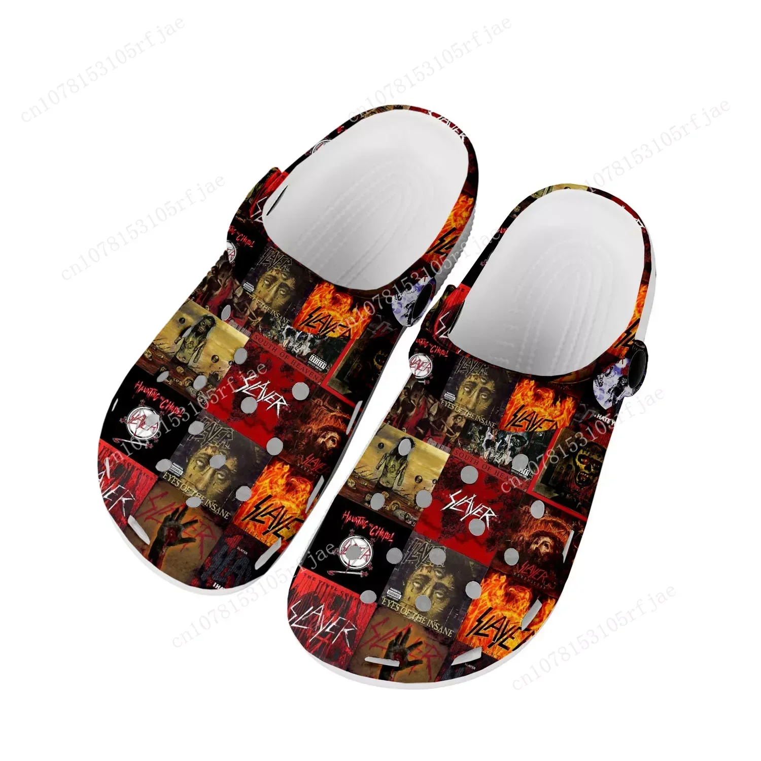 Slayer Heavy Metal Rock Band Home Clogs Custom Water Shoes Mens Womens Teenager Shoe Garden Clog Breathable Beach Hole Slippers