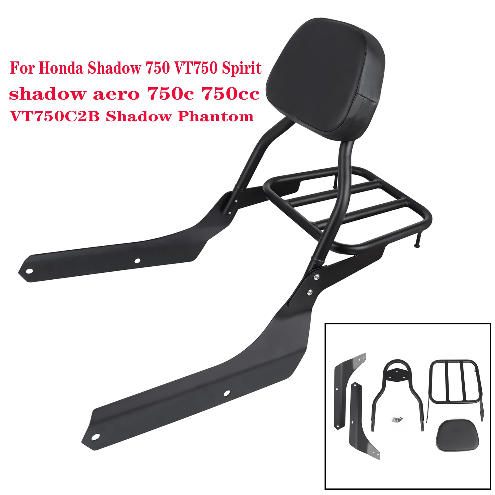 

Motorcycle Passenger Rear Backrest Sissy Bar Luggage Rack Pad Kit For Honda Shadow ACE VT400 VT750 VT 400 VT 750 C2 RC44 VT750C