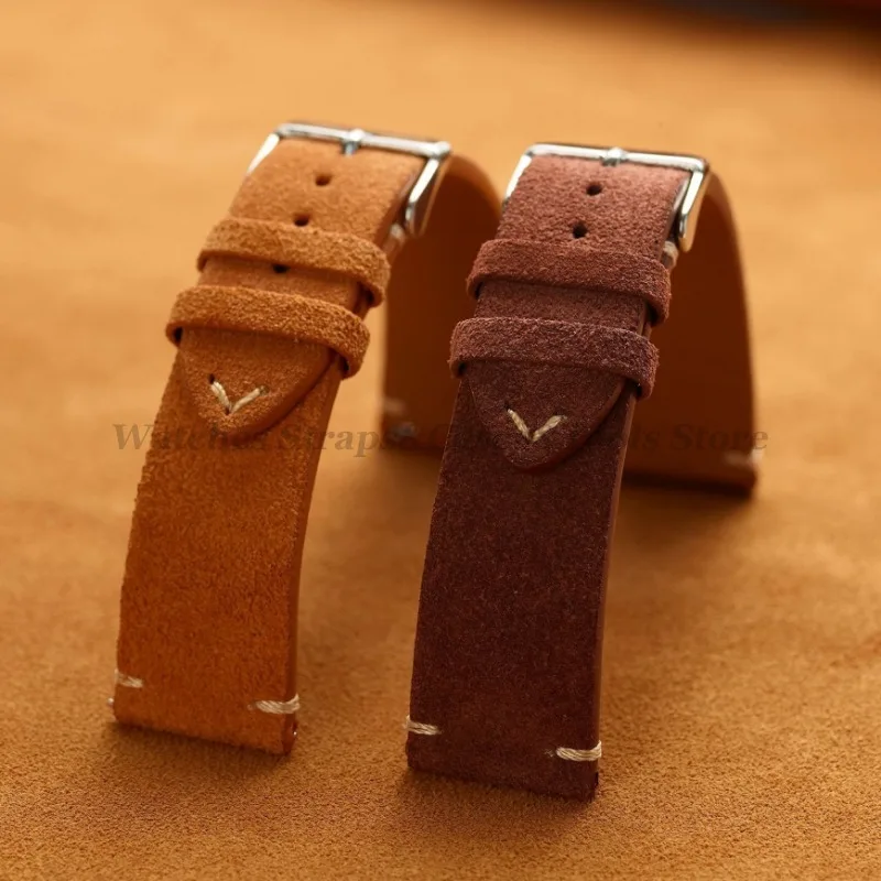 Exquisite Vintage Handmade Suede Leather Watch Strap with Quick Release