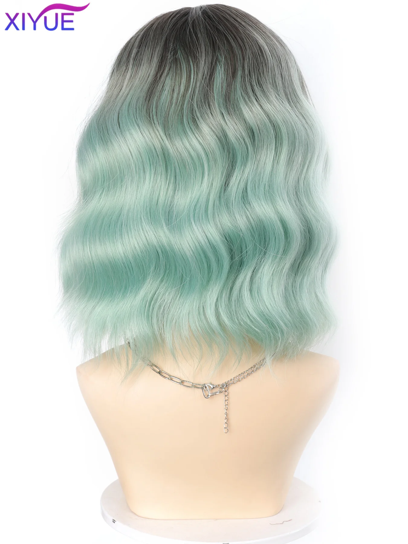 Women's BOBO Synthetic lace Wigs Mint Green Star Same Style Synthetic Long Curly Hair Versatile COS Full Head Set