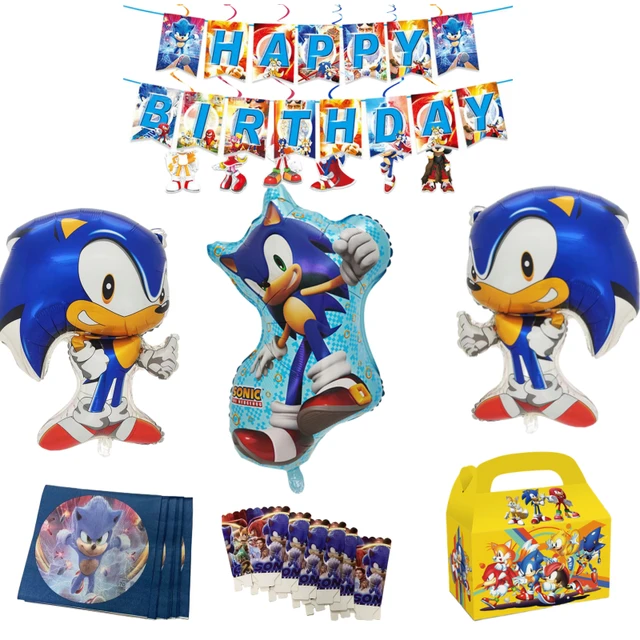 Super Sonic Balloons Anime Sonic Birthday Banner Cake Topper Baby